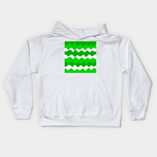 Green and white horizontal waves pattern Kids Hoodie